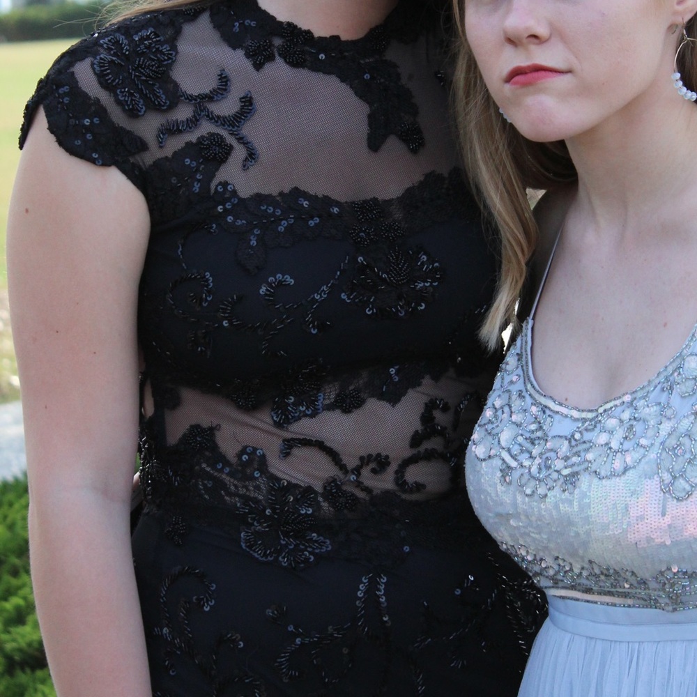 Black sequins backless cut out gown size 2.